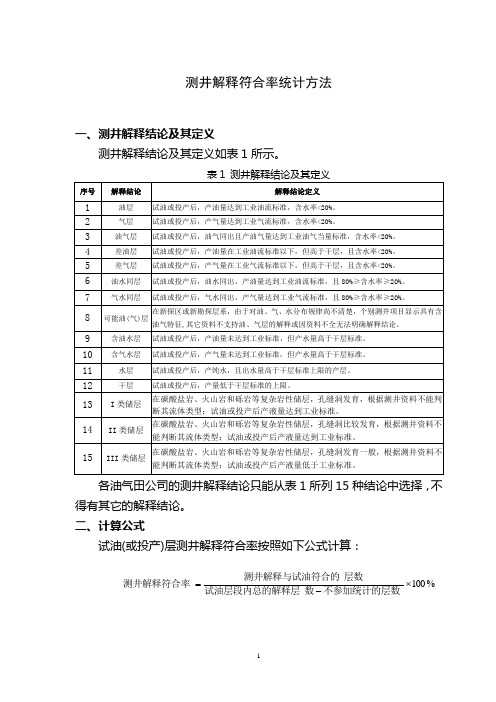 测井解释符合率统计方法