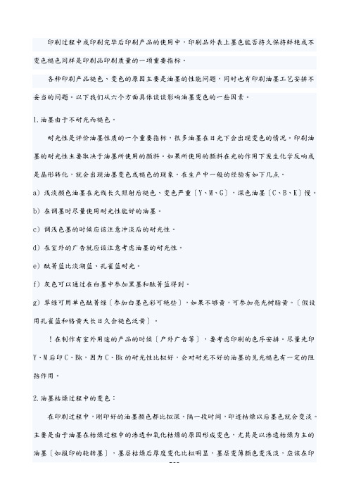 浅析印刷品的褪色(变色)和排除