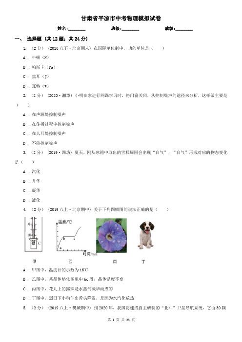 甘肃省平凉市中考物理模拟试卷