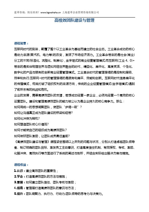 《高绩效团队建设与管理》