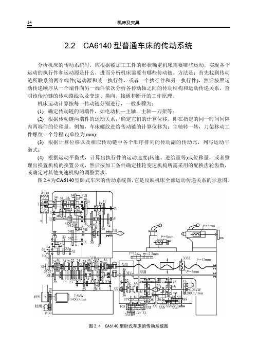 CA6140型普通车床的传动系统