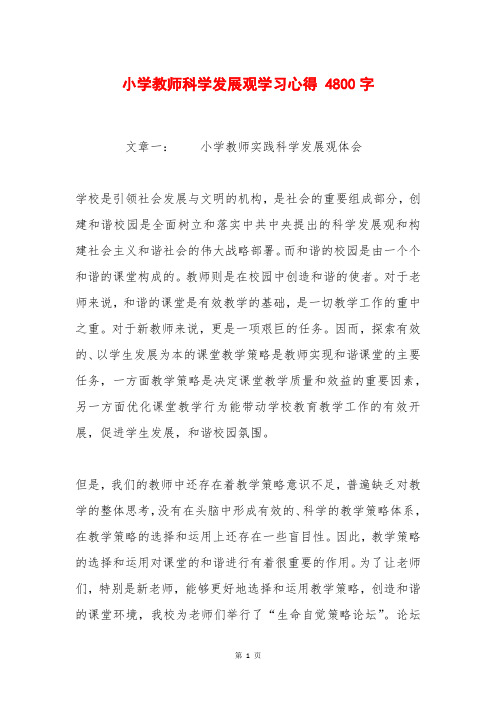 小学教师科学发展观学习心得 4800字