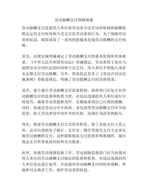 劳动报酬支付保障措施