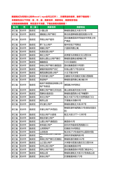 2020新版浙江省杭州市临安区土特产工商企业公司商家名录名单联系电话号码地址大全187家
