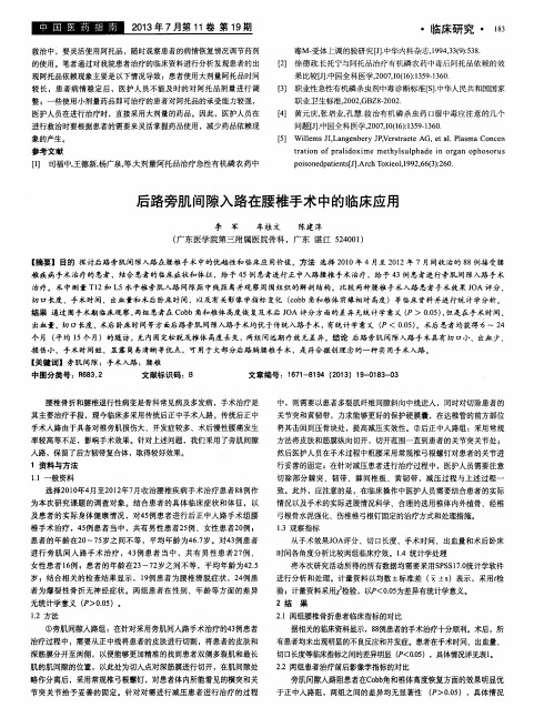 后路旁肌间隙入路在腰椎手术中的临床应用
