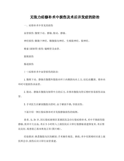 无张力疝修补术中损伤及术后并发症的无张力疝修补术中损伤及术后并发症的防治