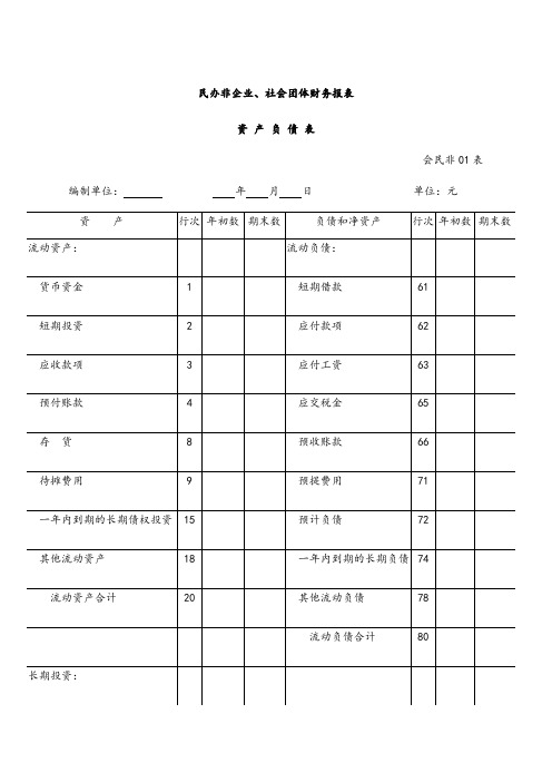 社会团体财务报表