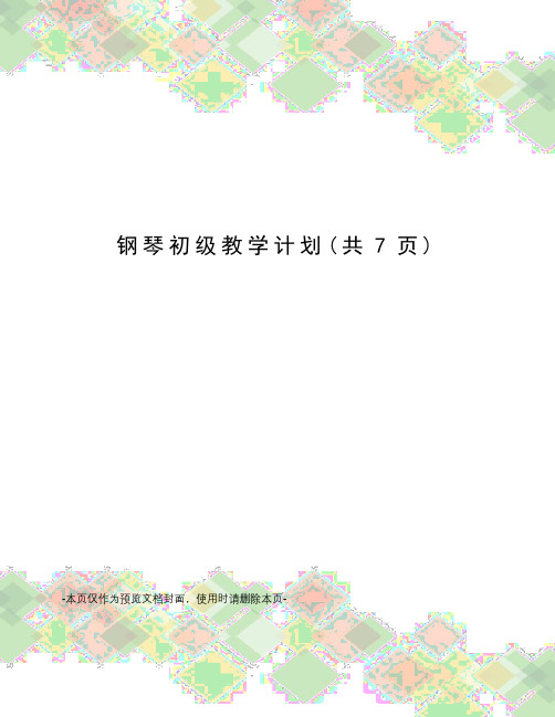 钢琴初级教学计划