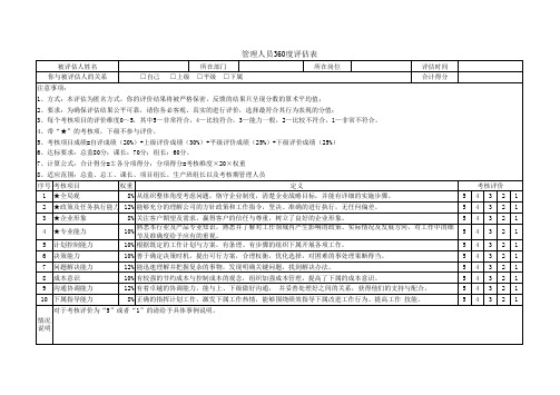 考核期管理人员360度评估表