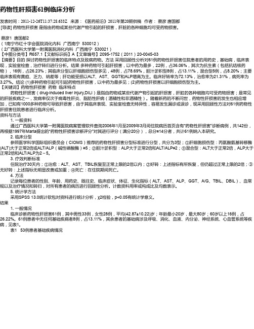 药物性肝损害61例临床分析