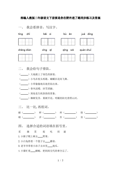 部编人教版二年级语文下册要是你在野外迷了路同步练习及答案