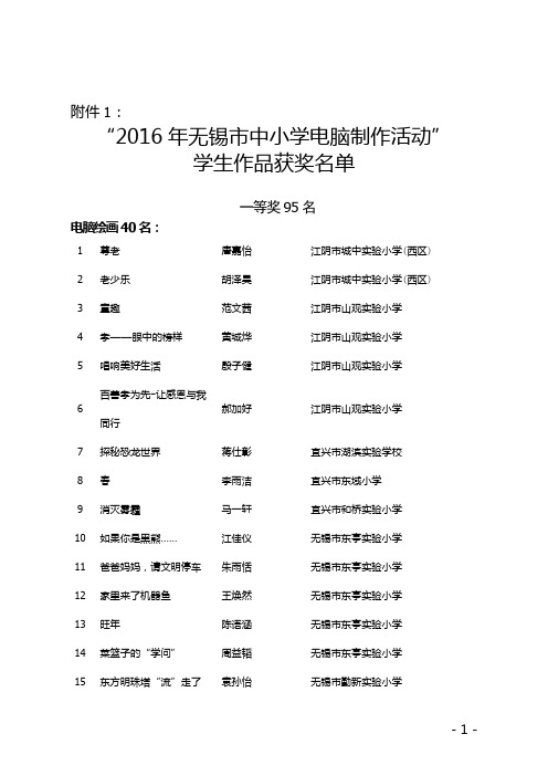 2009年无锡市中小学信息技术系列竞赛