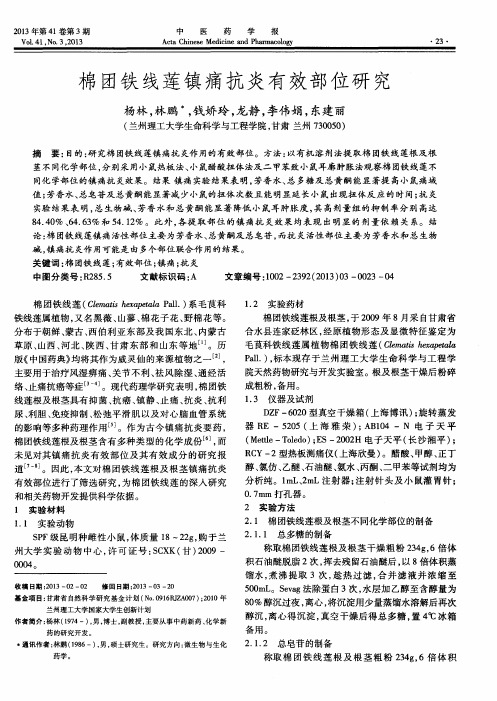 棉团铁线莲镇痛抗炎有效部位研究