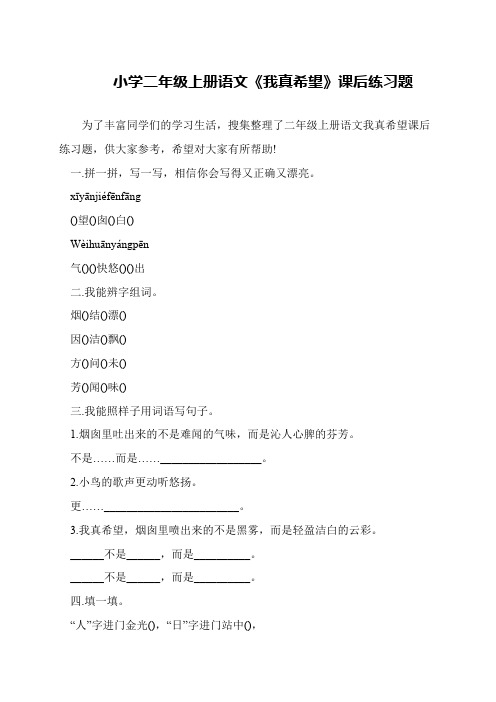 小学二年级上册语文《我真希望》课后练习题