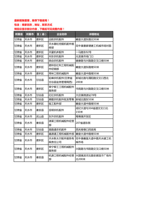 新版甘肃省天水市机械配件企业公司商家户名录单联系方式地址大全20家