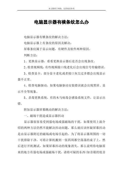 电脑显示器有横条纹怎么办
