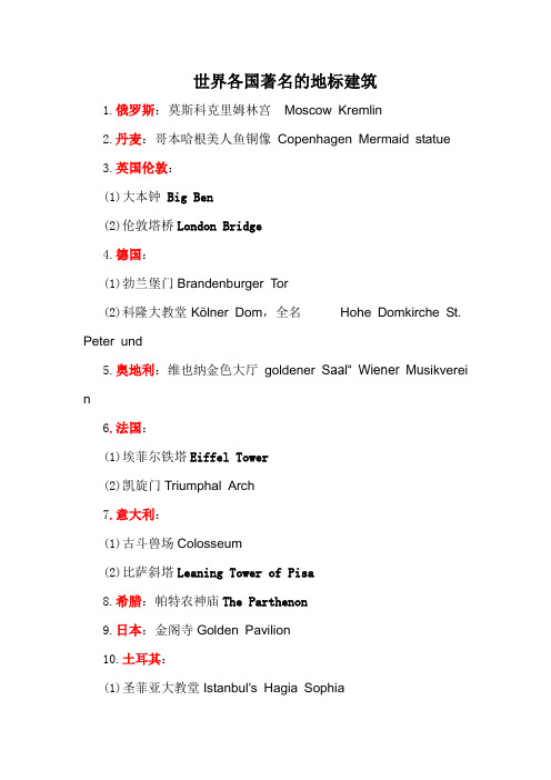 世界各国著名的地标建筑