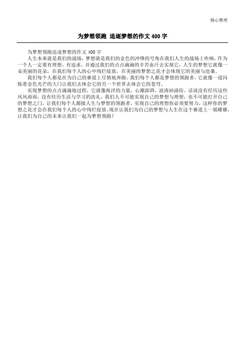 为梦想领跑 追逐梦想的作文400字