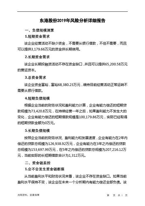 东港股份2019年财务风险分析详细报告