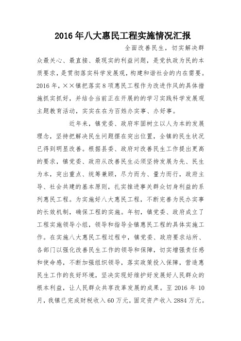 2016年八大惠民工程实施情况汇报