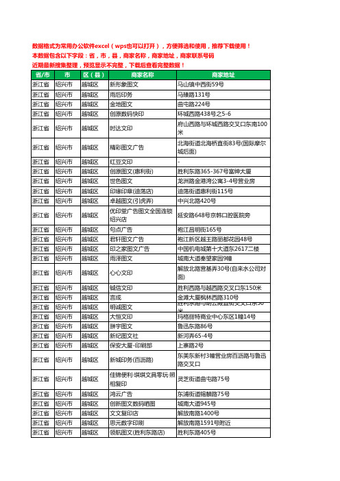 2020新版浙江省绍兴市越城区复印工商企业公司商家名录名单黄页联系电话号码地址大全122家