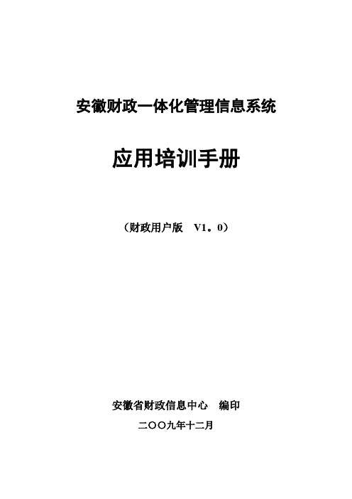 一体化系统用户手册(财政用户版)