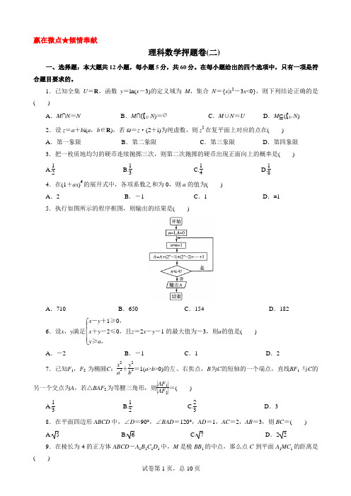 2020高考理科数学押题卷(二)含答案