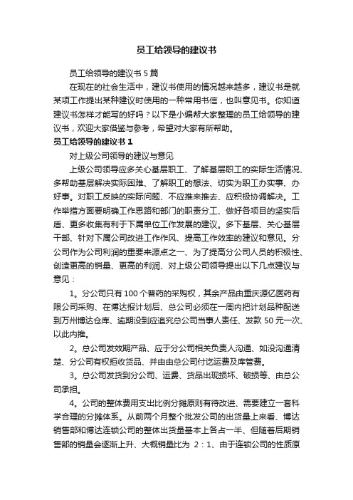 员工给领导的建议书5篇