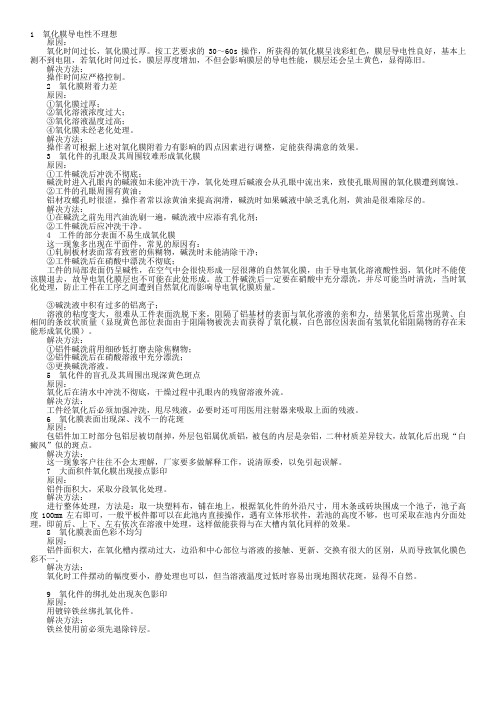 铝及铝合金导电氧化工艺经验