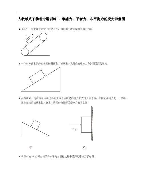 人教版八年级下学期物理专题训练二 摩擦力、平衡力、非平衡力的受力示意图