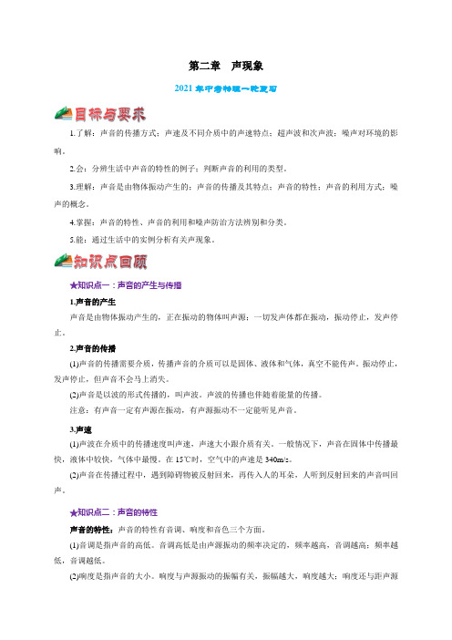 2021届中考物理一轮复习 考点2  声现象【讲解】