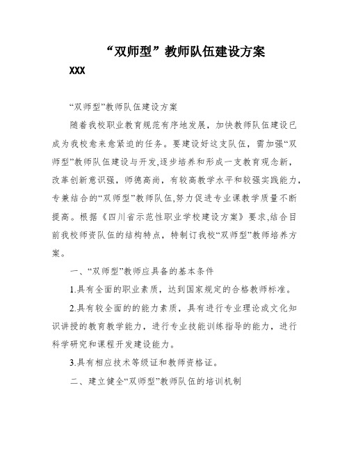 “双师型”教师队伍建设方案