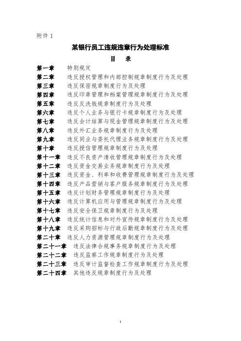 某银行员工违规违章行为处理规定【范本模板】