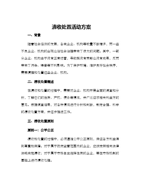 清收处置活动方案