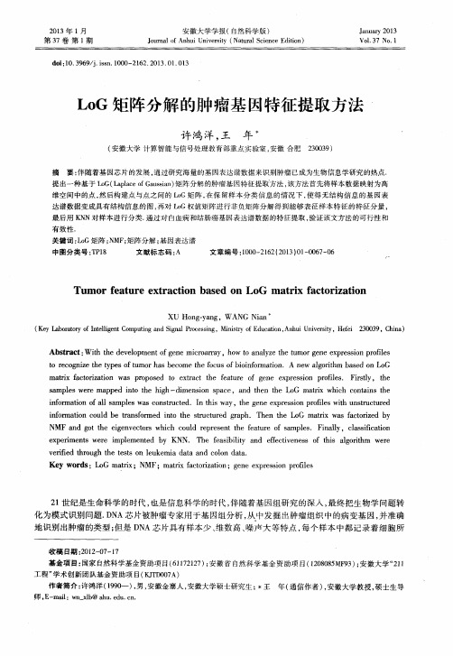 LoG矩阵分解的肿瘤基因特征提取方法