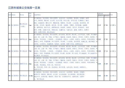 江阴市城镇公交线路一览表