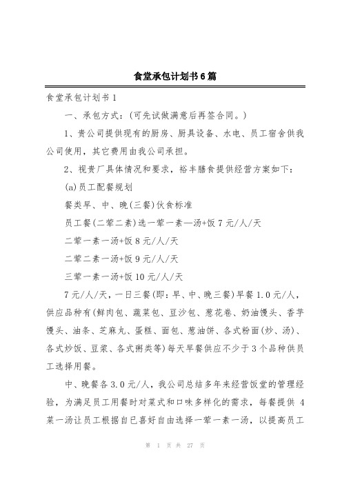 食堂承包计划书6篇