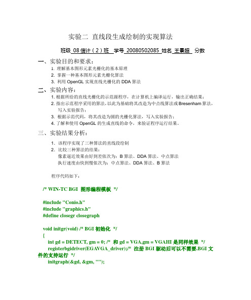 计算机图形学--直线段生成绘制的实现算法