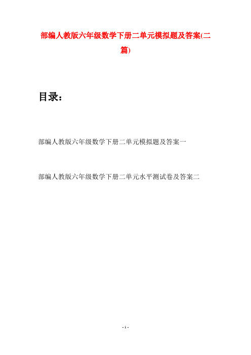 部编人教版六年级数学下册二单元模拟题及答案(二套)