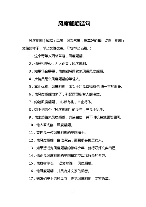 风度翩翩造句