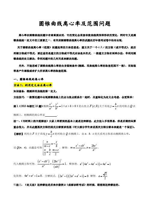 圆锥曲线离心率及范围问题