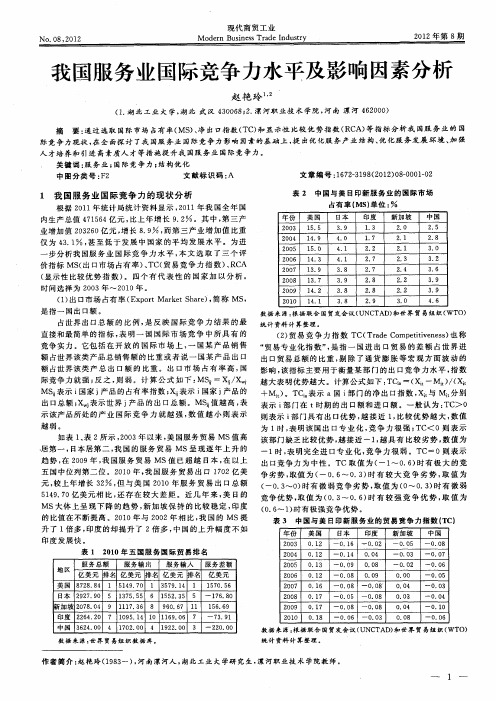 我国服务业国际竞争力水平及影响因素分析