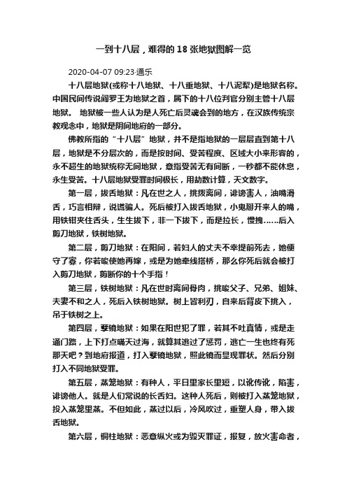 一到十八层，难得的18张地狱图解一览
