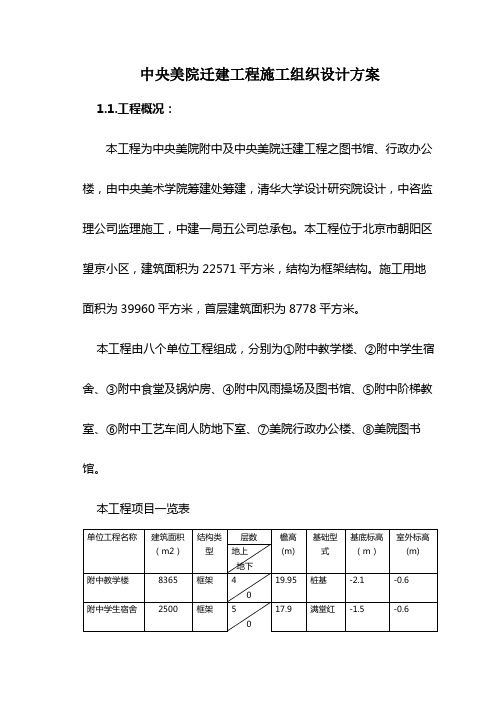 中央美院迁建工程施工组织设计方案