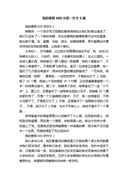 我的寒假600字初一作文5篇