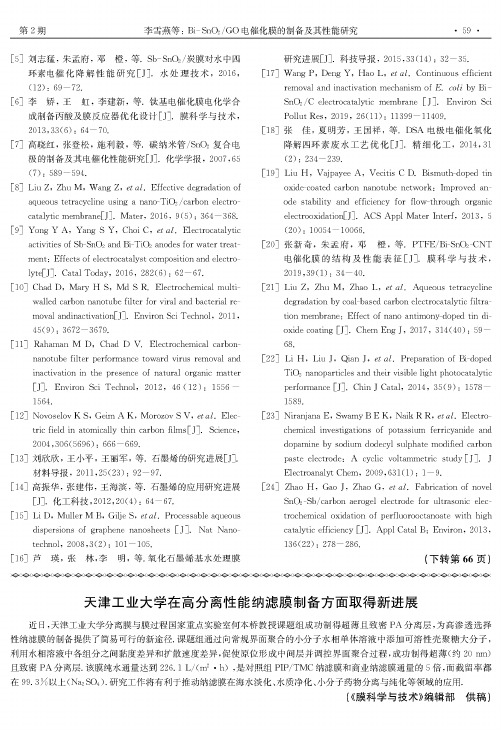 天津工业大学在高分离性能纳滤膜制备方面取得新进展