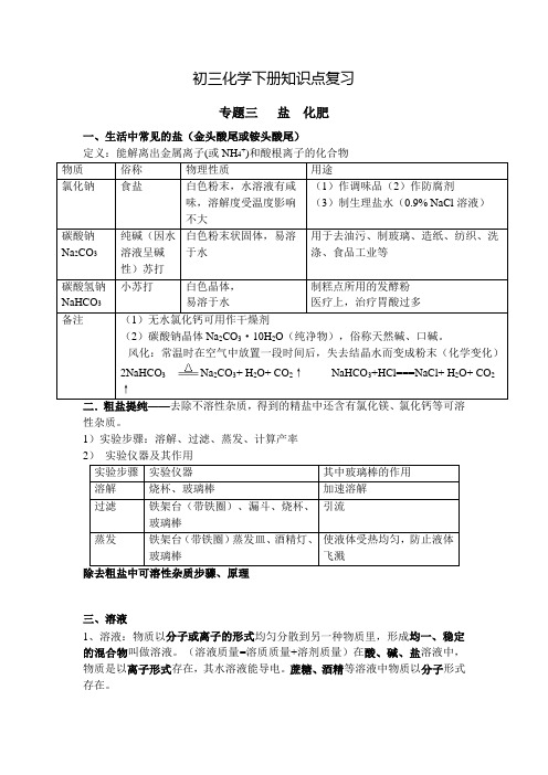 初三化学下册知识点复习3