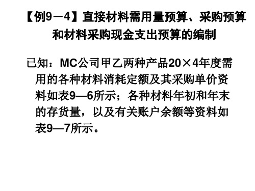 直接材料预算