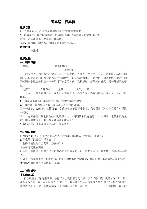 人教版七年级语文上册《二单元  写作  说真话 抒真情》优质课教案_8