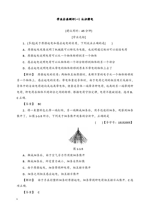 2018版高中物理第1章静电与静电场学业分层测评1认识静电鲁科版选修1-1【经典版】.doc